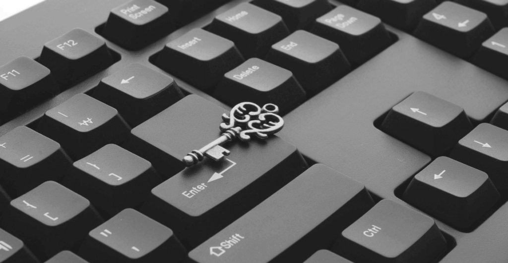 This image of a key on a keyboard illustrates our discussion topic: multi-channel brand protection.