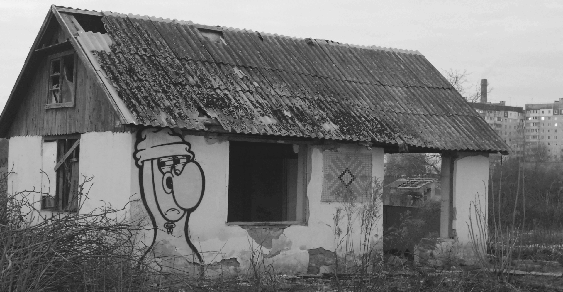 This image of a derelict house covered in graffitti illustrates our discussion topic: Domain squatting, its impact, and anti-squatting solutions for organizations and individuals.