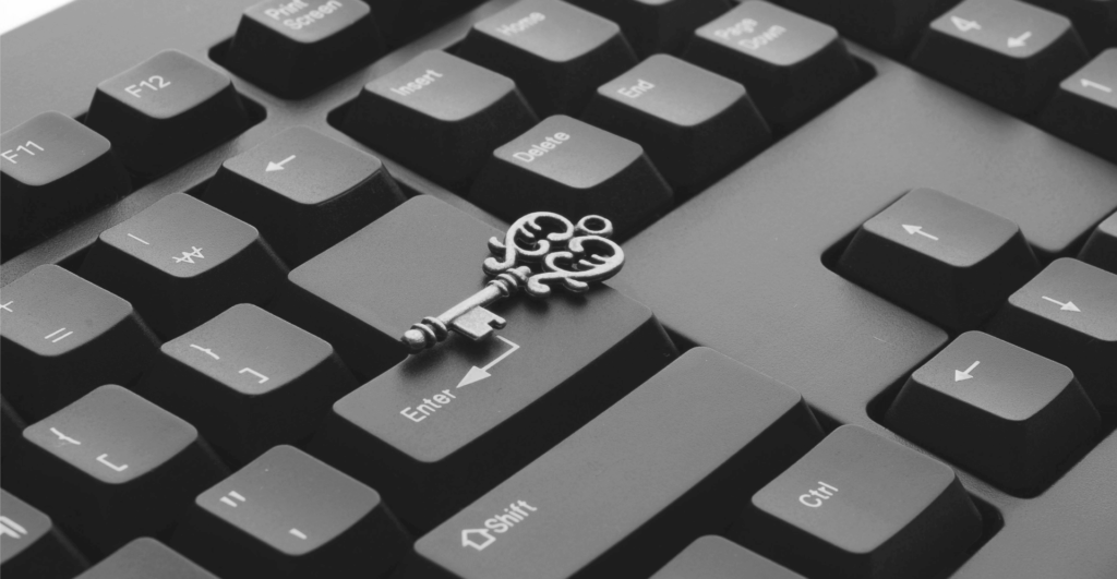 This image of a key on a keyboard illustrates our discussion topic: Rogue websites, the threats against businesses in the US and beyond, and solutions for fighting back.