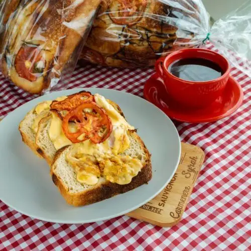 Egg Sandwich with Coffee and Bread.