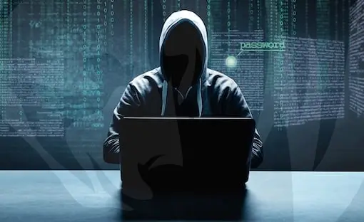 Face-Hidden Hacker Attempting a Phishing Attack.